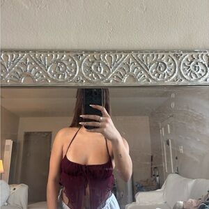 Edikted Burgundy Halter Crop Top